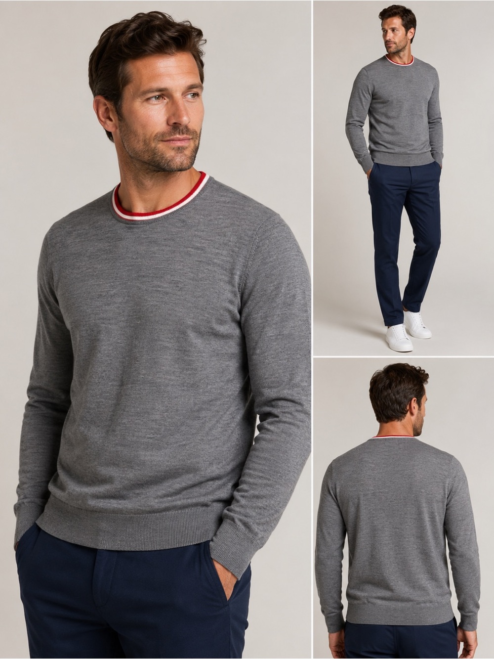 Redvanly Robinson Crew Sweater Men’s Gray 100% Merino Wool NWOT